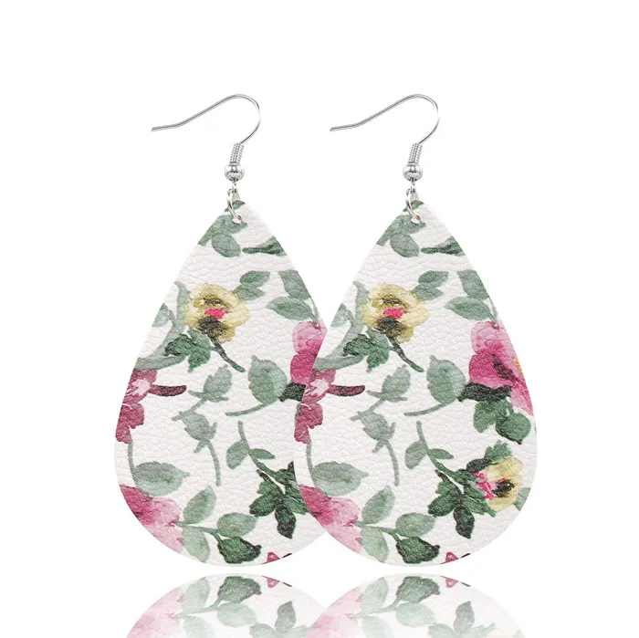 Necklaces Yellow Chimes Yellow Chimes Combo of 2 Pairs Teardrop PU Leather Creative Party Ware Bohemia Leaf Dangle Drop Earring for Women and Girls