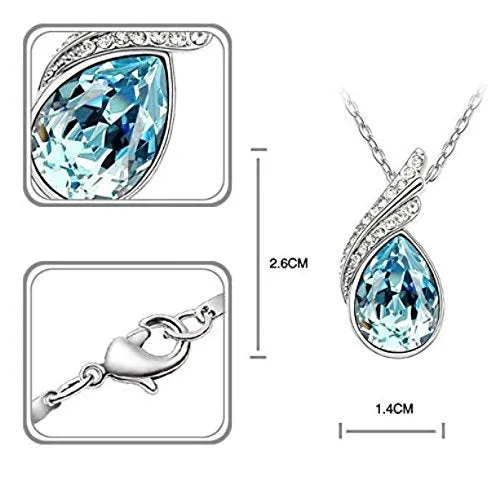 Necklaces Yellow Chimes Yellow Chimes Designer Blue Austrian Cyrstal Pendant For Women Girls