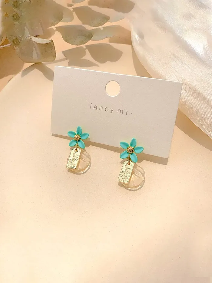 Necklaces Yellow Chimes Yellow Chimes Earrings for Women and Girls Drop Earrings for Girls Gold Toned Blue Floral Designed Drop Designed Drop Earrings Birthday Gift for girls and women Anniversary Gift for Wife