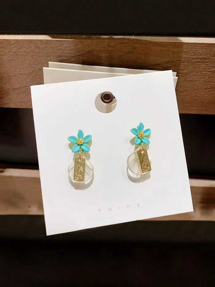 Necklaces Yellow Chimes Yellow Chimes Earrings for Women and Girls Drop Earrings for Girls Gold Toned Blue Floral Designed Drop Designed Drop Earrings Birthday Gift for girls and women Anniversary Gift for Wife