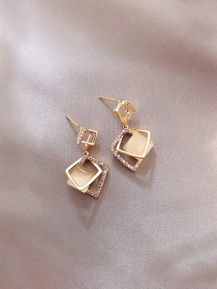 Necklaces Yellow Chimes Yellow Chimes Earrings for Women and Girls Drop Earrings for Girls Gold Toned Crystal Studded Geometric Designed Drop Earrings Birthday Gift for girls and women Anniversary Gift for Wife