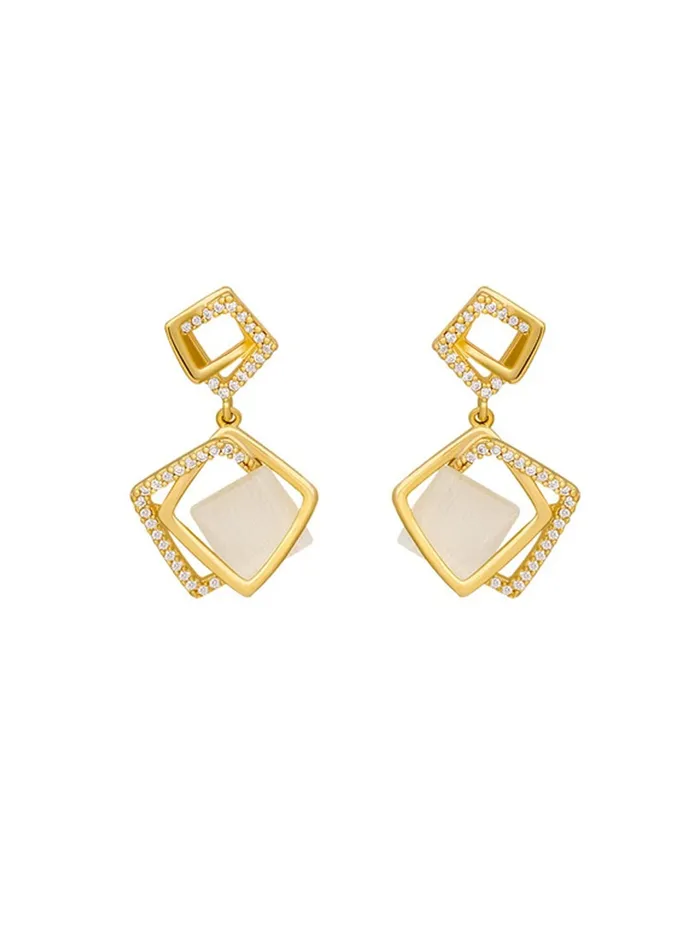 Necklaces Yellow Chimes Yellow Chimes Earrings for Women and Girls Drop Earrings for Girls Gold Toned Crystal Studded Geometric Designed Drop Earrings Birthday Gift for girls and women Anniversary Gift for Wife