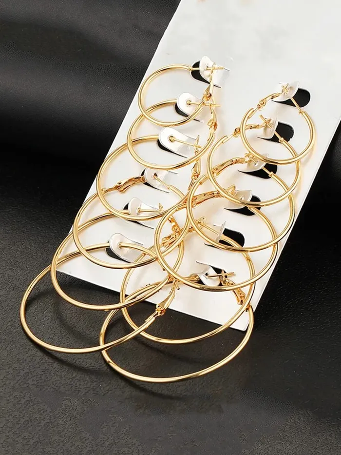 Necklaces Yellow Chimes Yellow Chimes Earrings for Women and Girls Fashion Golden Hoop Earrings 6 Pairs Gold Toned Geometric Hoops Earring Set Birthday Gift for Girls Women Anniversary Gift for Wife