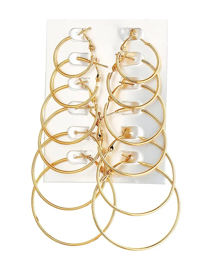 Necklaces Yellow Chimes Yellow Chimes Earrings for Women and Girls Fashion Golden Hoop Earrings 6 Pairs Gold Toned Geometric Hoops Earring Set Birthday Gift for Girls Women Anniversary Gift for Wife
