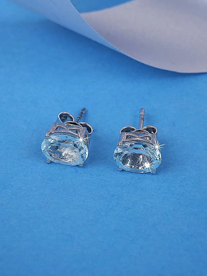 Necklaces Yellow Chimes Yellow Chimes Gemstone Real Blue Topaz 925 Sterling Silver Hallmark and Certified Purity Studs Earrings for Women and Girls