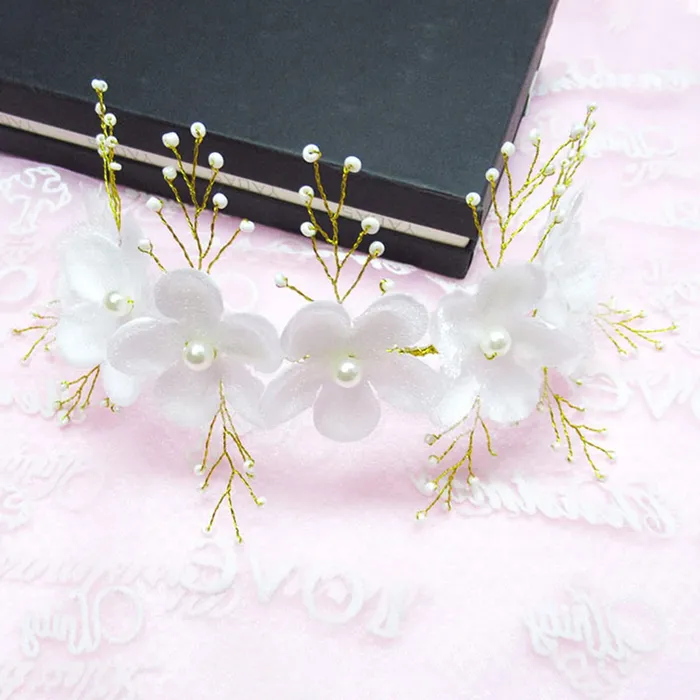 Necklaces Yellow Chimes Yellow Chimes Hair Vines For Women Pearl Bead Flower Headwear Womens Hair Bridal Wedding Handmade Ribbon headband For Women and Girls