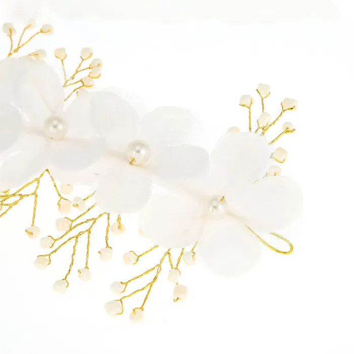 Necklaces Yellow Chimes Yellow Chimes Hair Vines For Women Pearl Bead Flower Headwear Womens Hair Bridal Wedding Handmade Ribbon headband For Women and Girls