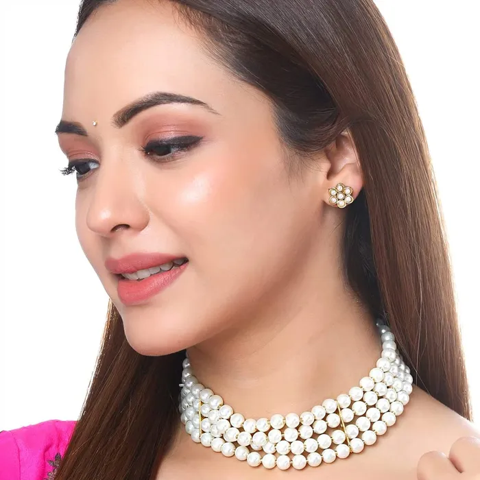 Necklaces Yellow Chimes Yellow Chimes Jewellery Set for Women and Girls Traditional 2 Set of Beads Choker Set for Women Gold Plated Choker Necklace Set Birthday Gift for girls women Anniversary Gift for Wife