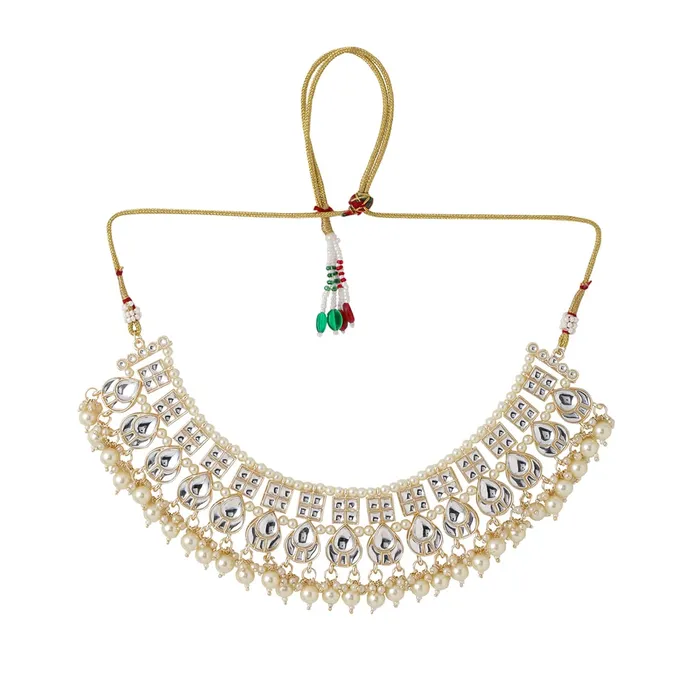 Necklaces Yellow Chimes Yellow Chimes Jewellery Set for Women and Girls Traditional Kundan Necklace Set Gold Plated Kundan Choker Necklace Set Birthday Gift for girls and women Anniversary Gift for Wife