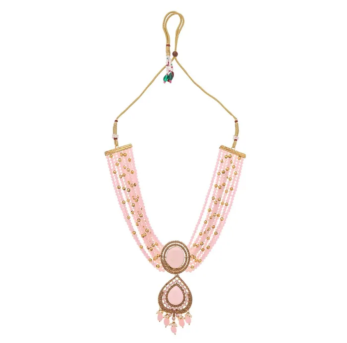Necklaces Yellow Chimes Yellow Chimes Jewellery Set For Women Multilayered Pink Beads Necklace Set Traditional Gold Plated Ethnic Beads Birthday Gift for Girls Women Anniversary Gift for Wife