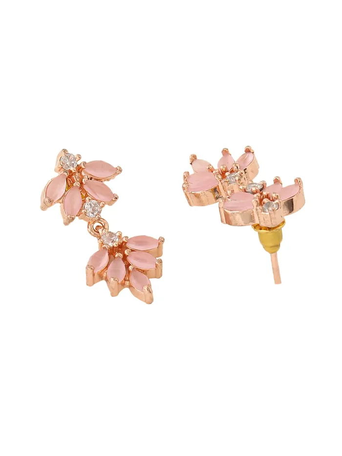 Necklaces Yellow Chimes Yellow Chimes Jewellery Set For Women Rose Gold Toned ADAmerican Diamond Studded Necklace Set For Women and Girls