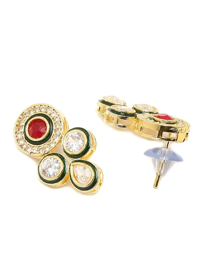 Necklaces Yellow Chimes Yellow Chimes Kundan Jewellery Set for Women Green Beads Jewellery Set Ethnic Traditional Choker Necklace Set for Women and Girls