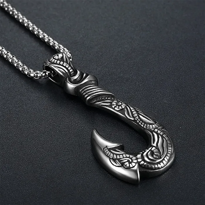 Necklaces Yellow Chimes Yellow Chimes Pendant for Men and Boys Silver Pendants For Men Stainless Steel Powerful Hook Sign Pendant Chain for Men Birthday Gift for Men and Boys Anniversary Gift for Husband