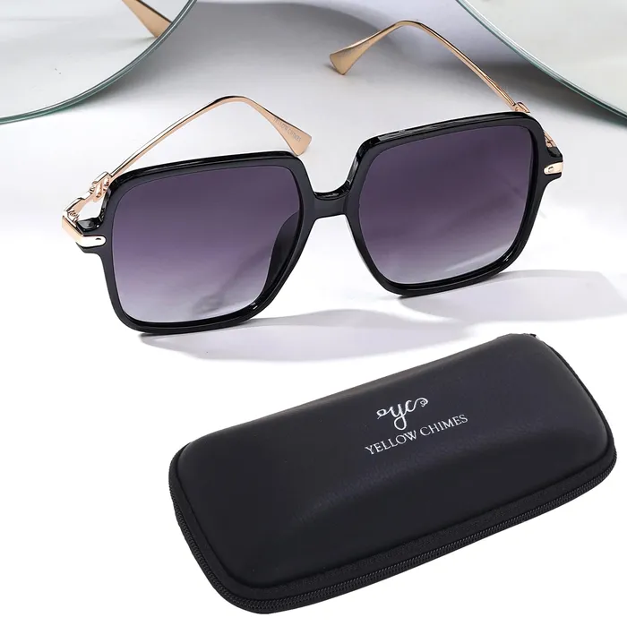 Necklaces Yellow Chimes Yellow Chimes Sunglasses for Women Square Shaped Black Sunglasses for Women Polarised Sunglasses Girls Women Sunglasses for Women Stylish 100 UV 400 Protection with Case