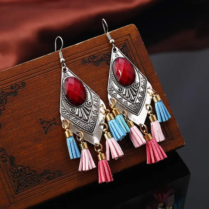 Necklaces Yellow Chimes Yellow Chimes Tribal Fashion Bohemian Alloy Tassel Earring for Women and Girls