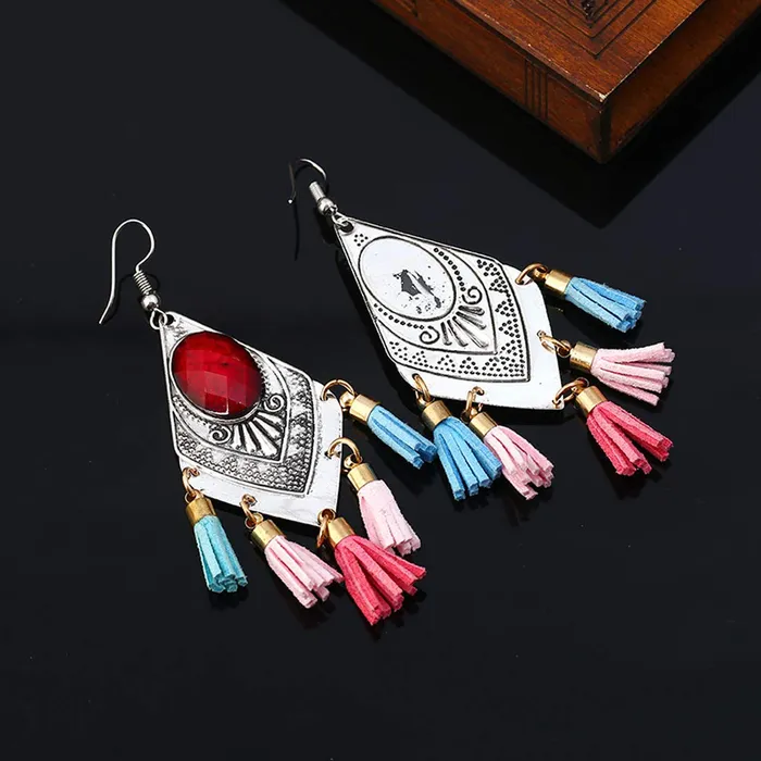 Necklaces Yellow Chimes Yellow Chimes Tribal Fashion Bohemian Alloy Tassel Earring for Women and Girls