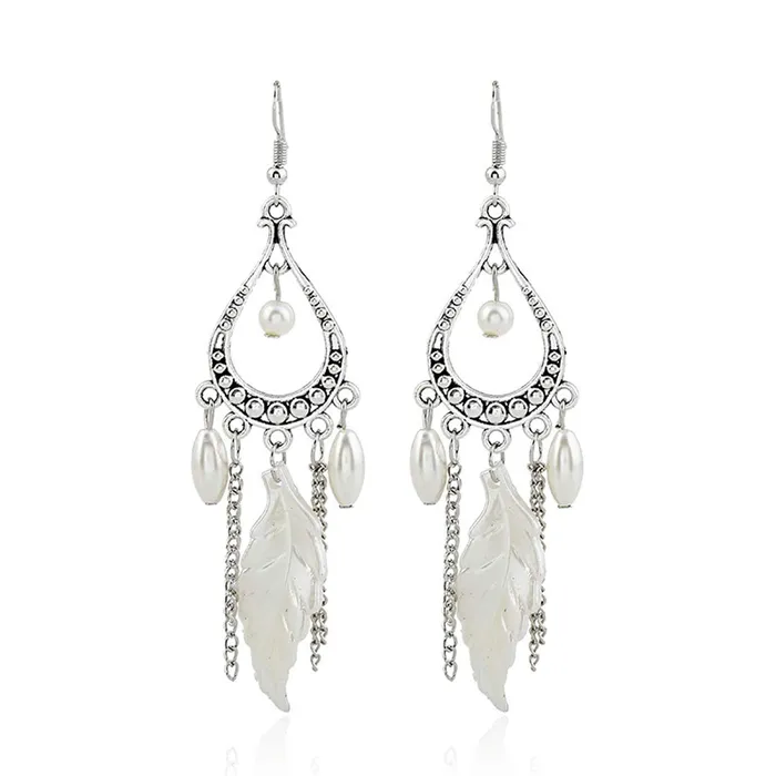Necklaces Yellow Chimes Yellow Chimes White Leafs Tassel Earring for Women Girls Necklaces Yellow Chimes Yellow Chimes White Leafs Tassel Earring for Women Girls