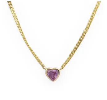 Pink Sapphire Heart Necklace la muse Necklaces
