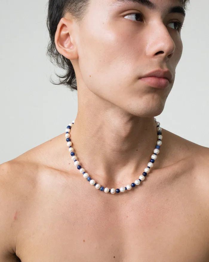 Polli Grand Lapis Sodalite Pearl Beaded Necklace CUN Necklaces
