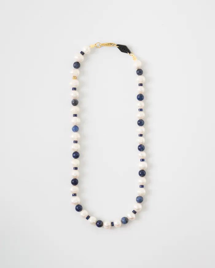 Polli Grand Lapis Sodalite Pearl Beaded Necklace CUN Necklaces