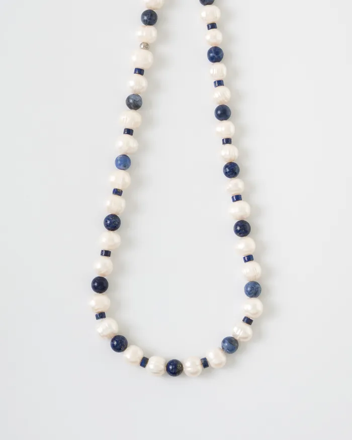 Polli Grand Lapis Sodalite Pearl Beaded Necklace CUN Necklaces