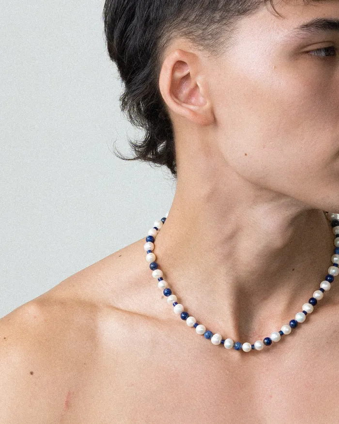 Polli Grand Lapis Sodalite Pearl Beaded Necklace CUN Necklaces