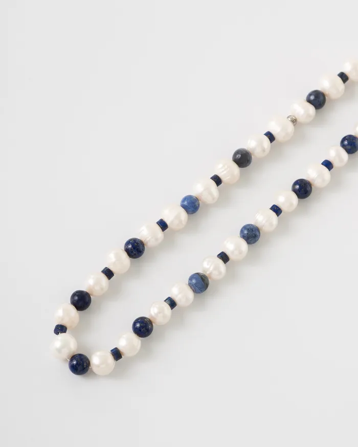 Polli Grand Lapis Sodalite Pearl Beaded Necklace CUN Necklaces