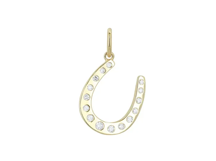 Rachel Reid Charm Necklaces Diamond Horseshoe Charm
