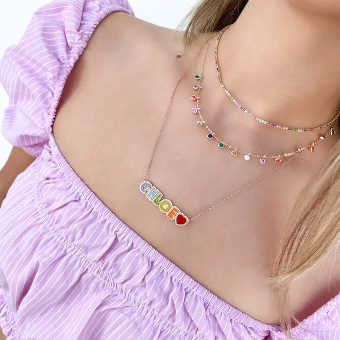 Rainbow Letter Necklace Pendant Get Signatured Necklaces Rainbow Letter Necklace Pendant Get Signatured Necklaces