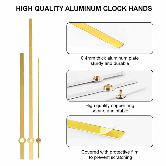 Rectangle Metal Clock Hands Needles Silver and Gold Resinarthub Necklaces