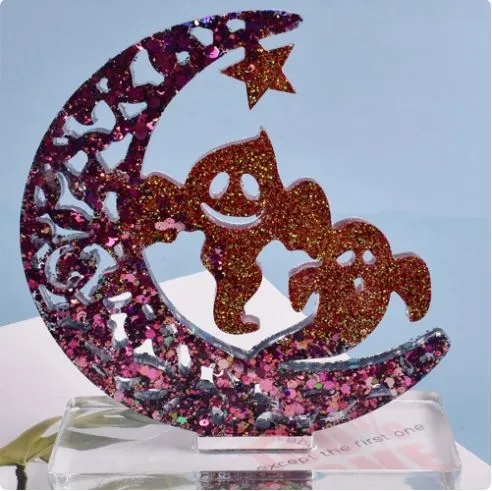 Resin Art Hub Moon Ghost Silicone Mold for Resin Art Necklaces