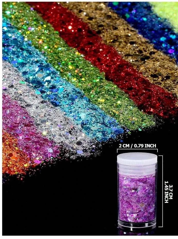 Resin Art Hub Necklaces 32 Pots of Holographic Glitter for Art 3 variants