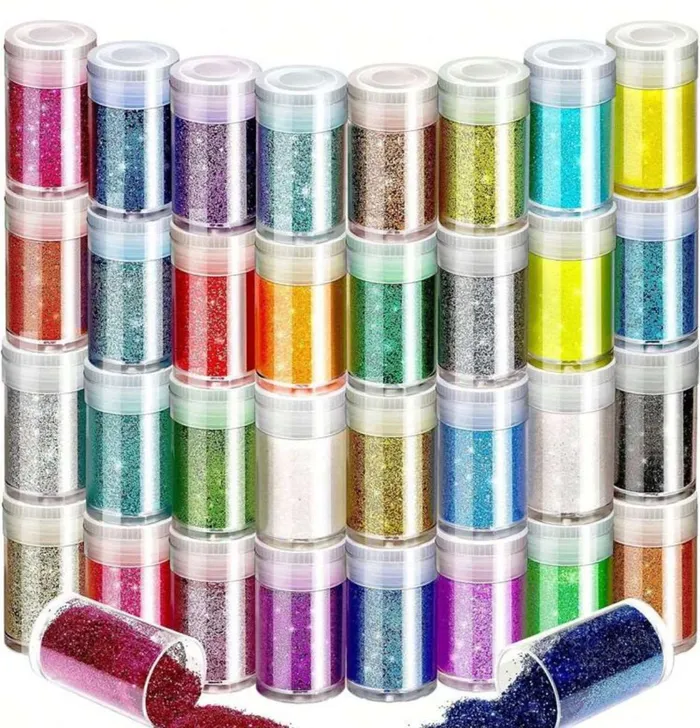 Resin Art Hub Necklaces 32 Pots of Holographic Glitter for Art 3 variants
