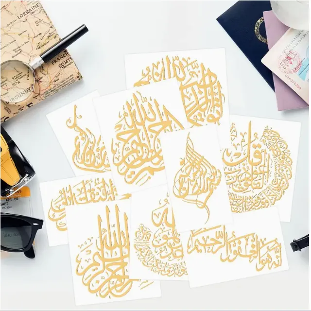 RESIN ART HUB Necklaces 9pcs Islamic Calligraphy Stickers for Resin Art