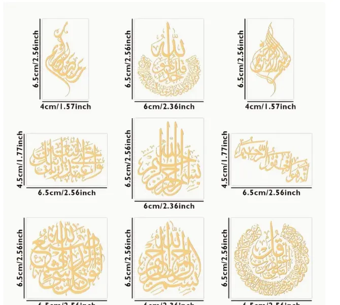 RESIN ART HUB Necklaces 9pcs Islamic Calligraphy Stickers for Resin Art RESIN ART HUB Necklaces 9pcs Islamic Calligraphy Stickers for Resin Art