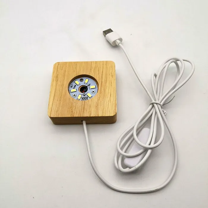 Resinarthub Square Silicone Mold Light Lamp with Wooden Lighted Base Necklaces
