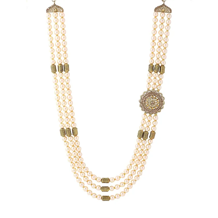 Rings Yellow Chimes Dulahmala For Mens Pearl Necklace Jewellery for Groom Dulha Moti Mal Haar For men Yellow Chimes