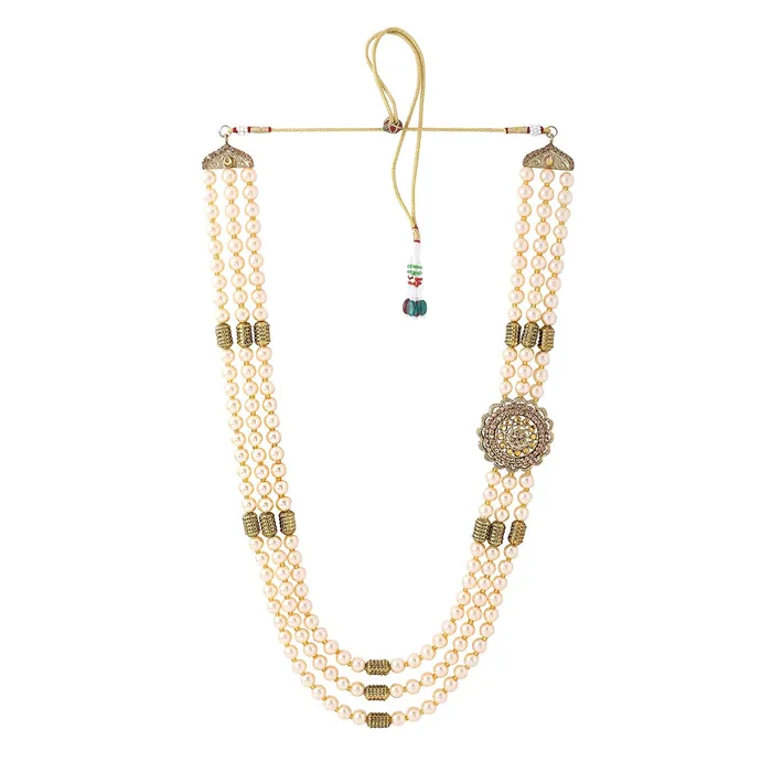 Rings Yellow Chimes Dulahmala For Mens Pearl Necklace Jewellery for Groom Dulha Moti Mal Haar For men Yellow Chimes