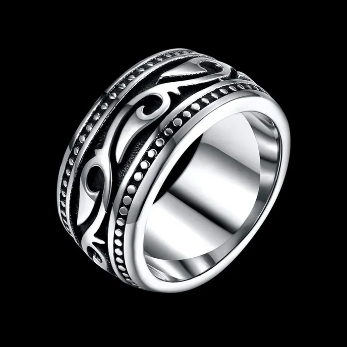 Rings Yellow Chimes Heavy Band Silver Oxidized FingerThumb Stainless Steel Ring for Men and Boys Yellow Chimes