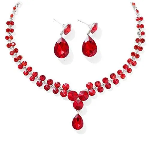 Rings Yellow Chimes Yellow Chimes AD Crystal Elements Delicate Drop Design Sparkling Colors Fascinating Necklace Set with Earrings for Women Rings Yellow Chimes Yellow Chimes AD Crystal Elements Delicate Drop Design Sparkling Colors Fascinating Necklace Set with Earrings for Women