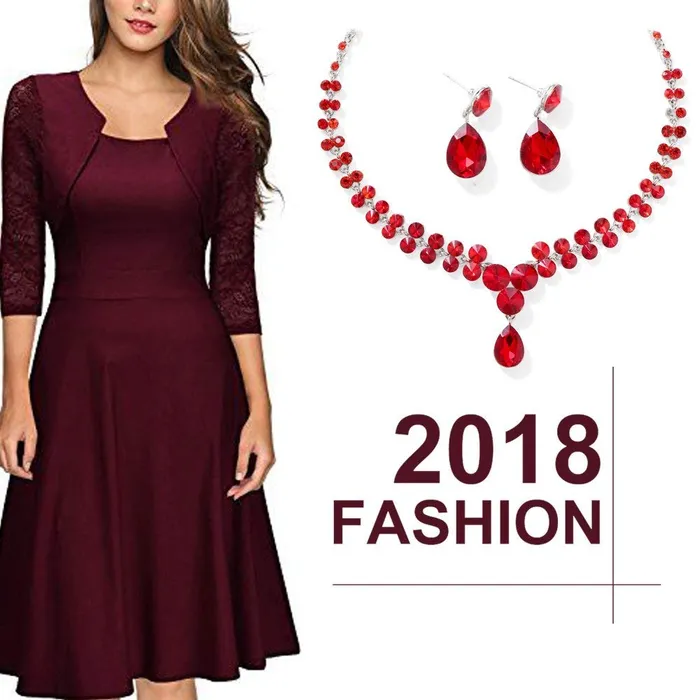 Rings Yellow Chimes Yellow Chimes AD Crystal Elements Delicate Drop Design Sparkling Colors Fascinating Necklace Set with Earrings for Women