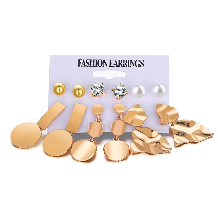 Rings Yellow Chimes Yellow Chimes Combo Of Six Pairs Assorted Multiple Stud Tassel Asymmetric Designs Star Pearl Gold Plated Stud Earrings For Women And Girls