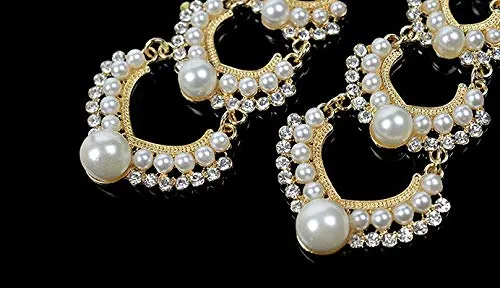 Rings Yellow Chimes Yellow Chimes Danglers Earrings for Women Traditional Pearl Gold Plated Long Danglers Earrings for Women and Girls