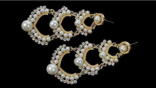 Rings Yellow Chimes Yellow Chimes Danglers Earrings for Women Traditional Pearl Gold Plated Long Danglers Earrings for Women and Girls