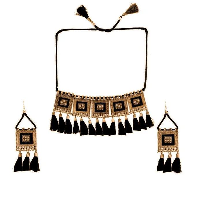 Rings Yellow Chimes Yellow Chimes German Silver Oxidised Afghani Style Meenakari Touch Tassel with Cotton Threads Choker Necklace Set with Earrings Jewellery Set for Women Girls Silver Rings Yellow Chimes Yellow Chimes German Silver Oxidised Afghani Style Meenakari Touch Tassel with Cotton Threads Choker Necklace Set with Earrings Jewellery Set for Women Girls Silver