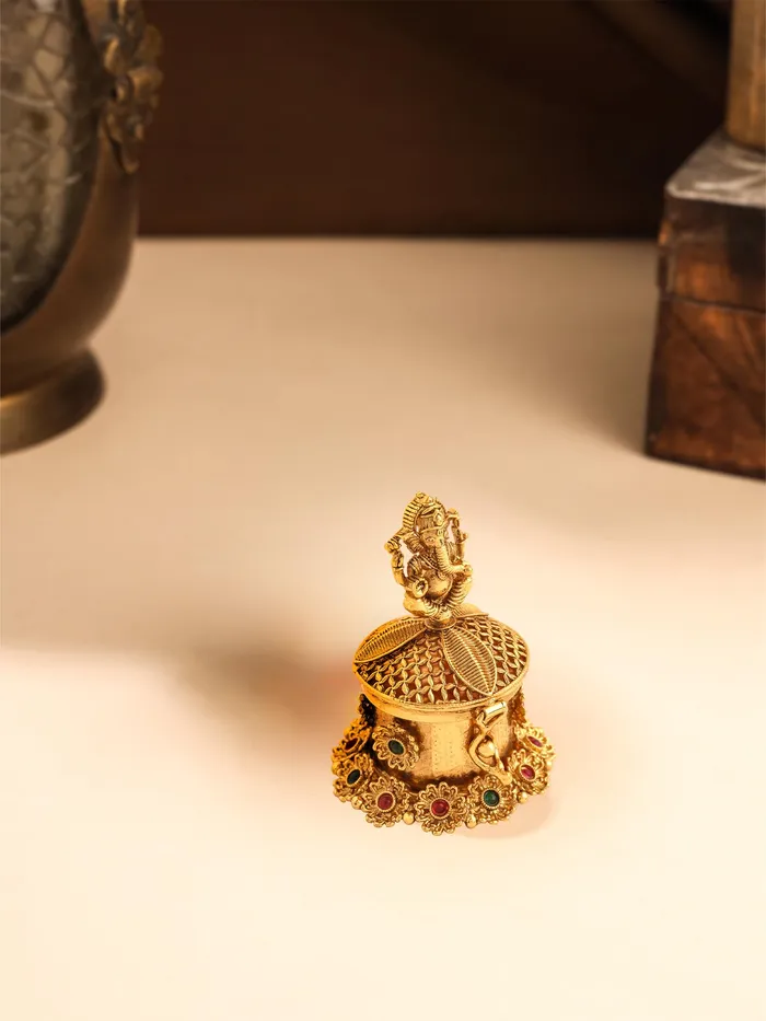 Rings Yellow Chimes Yellow Chimes Gift Box For Women Jewellery Organiser Mother Birthday Gift Jewellery Box Chandan Sindoor Dibbi Kumkum Bharani Golden Temple Set of 2