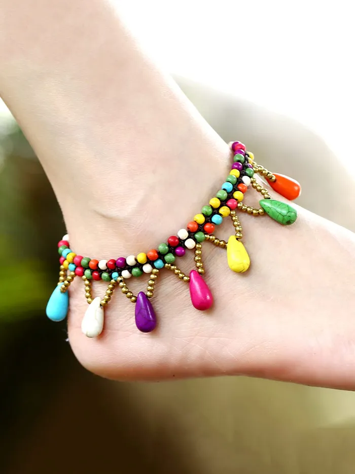 Rings Yellow Chimes Yellow Chimes Multicoloured Beaded Charm Trendy Anklet For Woman Girls