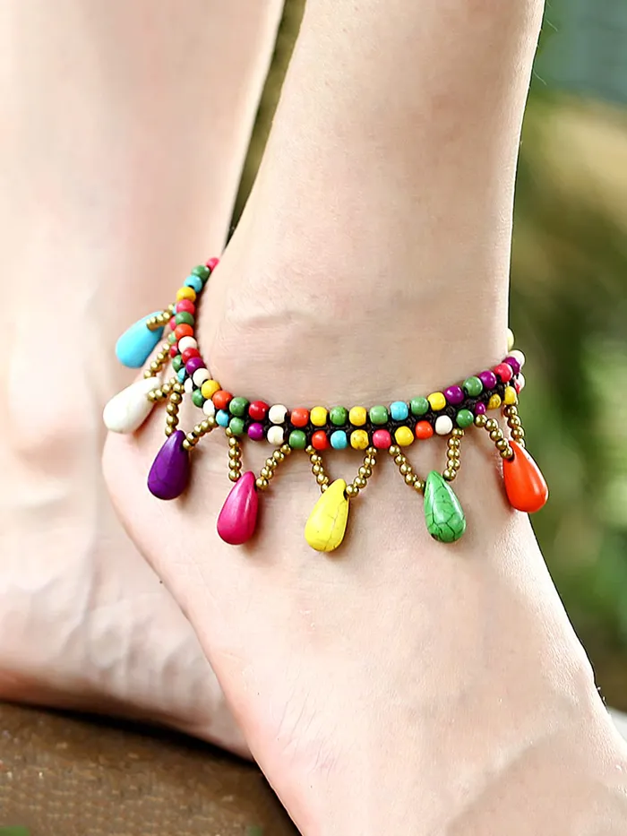 Rings Yellow Chimes Yellow Chimes Multicoloured Beaded Charm Trendy Anklet For Woman Girls