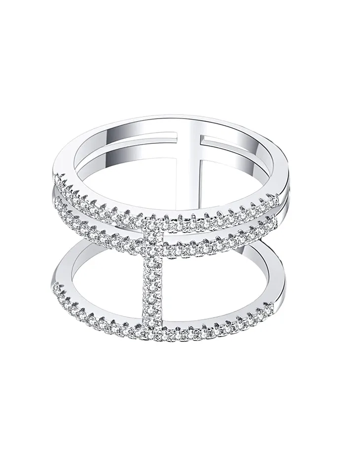 Rings Yellow Chimes Yellow Chimes Ring for women Elegant Austrian Crystal Studded Silver tonec White colored Ring for Women and Girls Size US 6