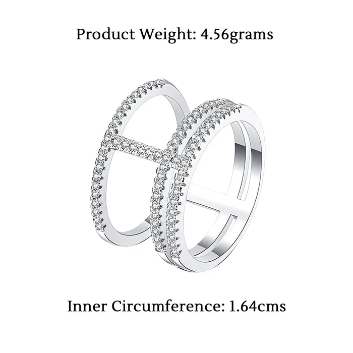 Rings Yellow Chimes Yellow Chimes Ring for women Elegant Austrian Crystal Studded Silver tonec White colored Ring for Women and Girls Size US 6